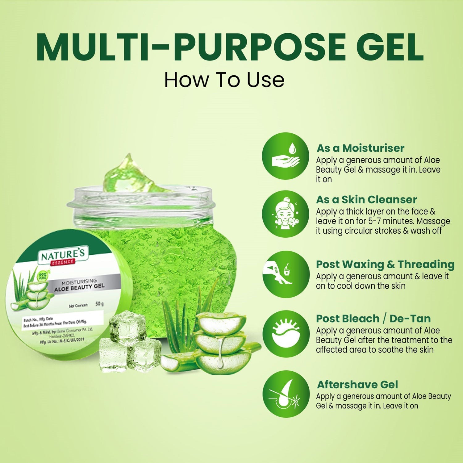 Nature's Essence Moisturising Aloe Beauty Gel, 50g Buy at Indicrest Image 7