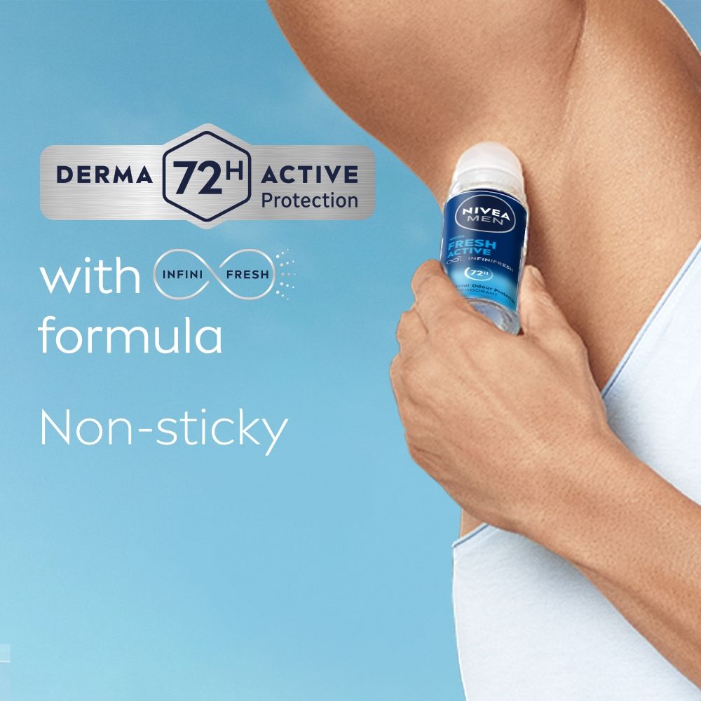 Nivea MEN Deodorant Roll On, Fresh Active, 48h Long lasting Freshness, 50ml Buy at Indicrest Image 6