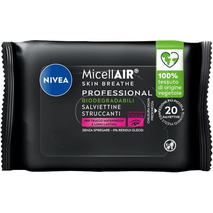 Nivea Micellar Water Professional 2-in-1 Waterproof Make-Up Remover Wipes for Sensitive Skin & Eyes