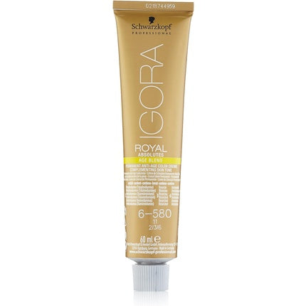 Schwarzkopf Professional Igora Royal Absolutes Age Blend 6-580 Dark Blonde Gold Red Permanent Hair Colour, 60ml