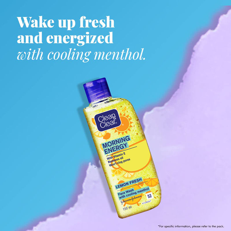 Clean & Clear Morning Energy Lemon Fresh Face Wash - Gentle Cleanser with Menthol for Oily Skin, 150ml Buy at Indicrest Image 2