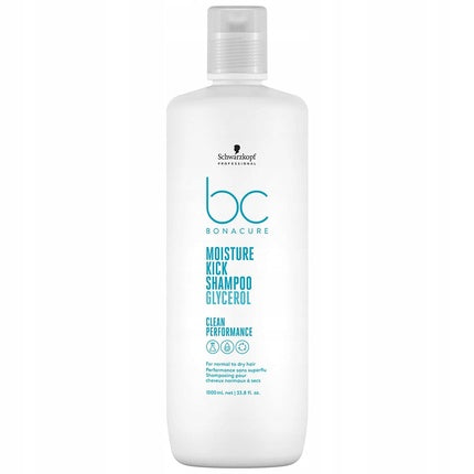 Schwarzkopf Professional BC Bonacure Moisture Kick Hydrating Shampoo for Normal to Dry, Brittle & Curly Hair, 1000ml – Moisturizing Shampoo with Glycerol
