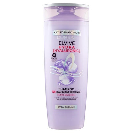 L'Oréal Paris Elvive Hydra Hyaluronic 72H Moisture Shampoo, 400ml