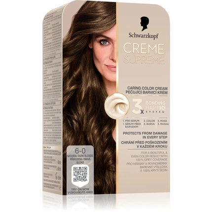 Schwarzkopf Creme Supreme Permanent Hair Color 6.0 Natural Dark Blonde Hair Dye, 60ml