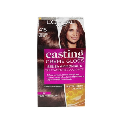L'Oreal Paris Casting Creme Gloss Hair Color 415 Glazed Chestnut Ammonia-Free Hair Dye