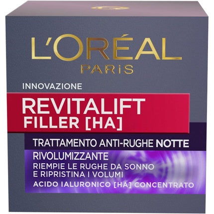 L'Oréal Paris Revitalift Filler Night Cream, 50ml Hydrating Overnight Face Moisturizer