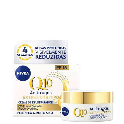 Nivea Q10 Power Anti-Wrinkle Extra Nourishing Day Cream SPF 15, 50ml Face Moisturizer for Dry & Mature Skin