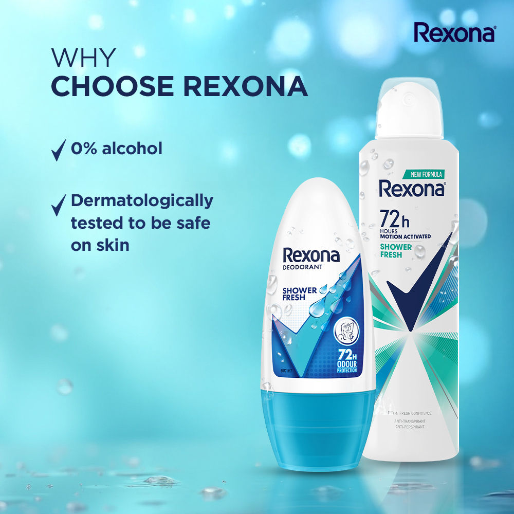 Rexona Shower Fresh Underarm Roll On, 50ml & Shower Fresh Antiperspirant Deodrant, 200ml 2 pieces Buy at Indicrest Image 6