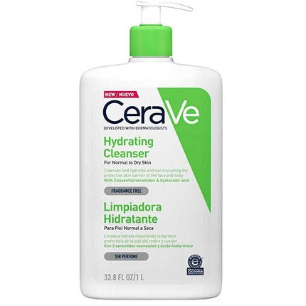 CeraVe Hydrating Cleanser, 1000ml Moisturising Face & Body Cleanser for Normal to Dry Skin