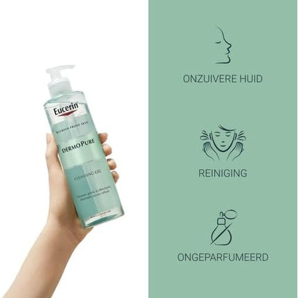 Eucerin DermoPure Cleansing Gel, 400ml - Daily Face Wash for Oily, Combination & Blemish-Prone Skin