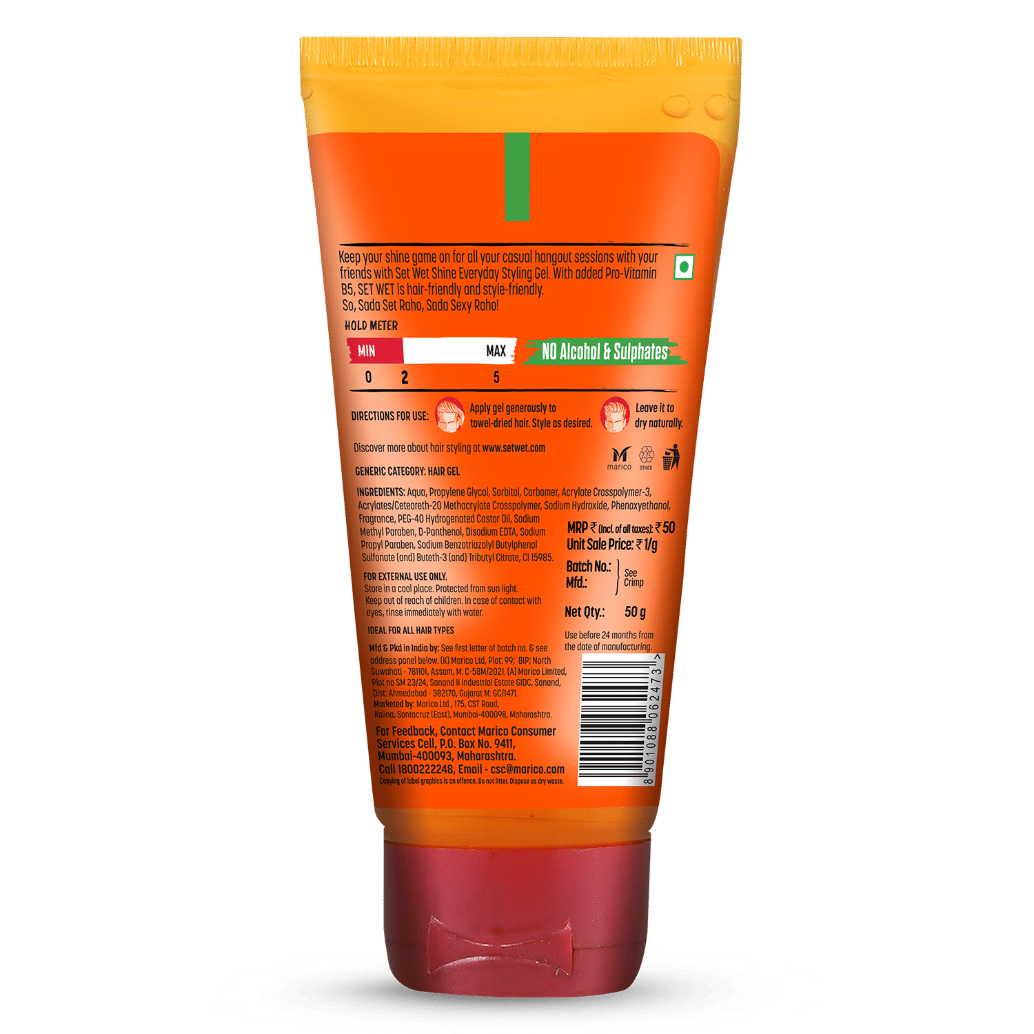 Set Wet Hair Gel for Men Wet Look Light Hold High Shine No Alcohol No Sulphate, 50ml Buy at Indicrest Image 2