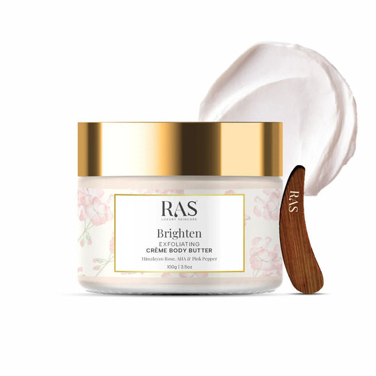 RAS Luxury Oils Brighten Exfoliating Creme Body Butter Enriched With Himalayan Roses & Pink Pepper, 100g, Buy from Indicrest