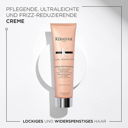 Kerastase Curl Manifesto Creme De Jour Fondamentale Anti-Frizz Day Cream, 150ml | Leave-In Moisturizing Hair Cream for Curly Hair