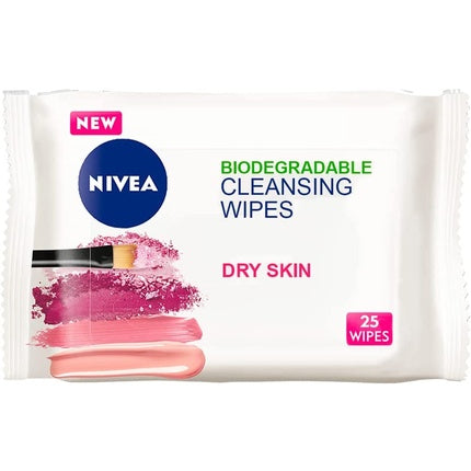 Nivea 3 in 1 Caring Cleansing Wipes for Dry Skin Plant-Based Biodegradable Facial Wipes