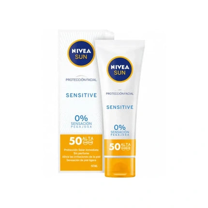 Nivea SUN UV Face Sensitive Daily Protect SPF 50, 50ml - Lightweight Facial Sunscreen for Sensitive Skin