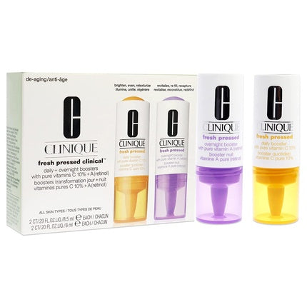 Clinique Fresh Pressed Clinical Daily & Overnight Boosters with Pure Vitamin C 10% + Vitamin A (Retinol) - Dual Boosting Serum Set