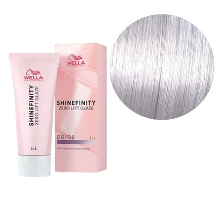 Wella Professionals Shinefinity Zero Lift Glaze 08/98 Light Blonde Cendre Pearl Demi-Permanent Hair Color, 60ml