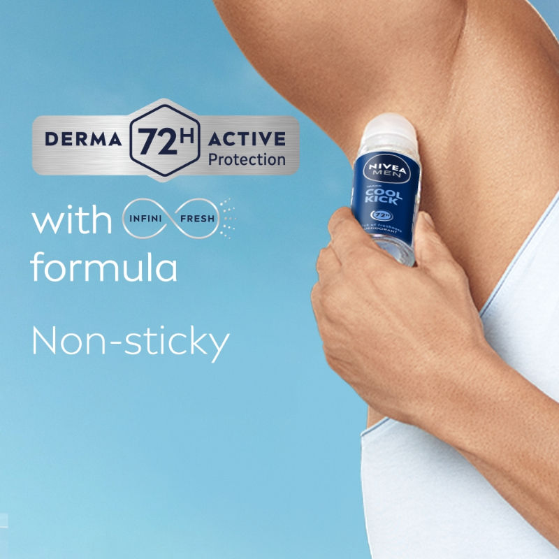 Nivea MEN Deodorant Roll On, Cool Kick, 48h Long lasting Freshness, 50ml Buy at Indicrest Image 6