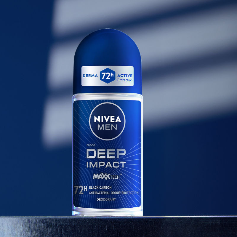 Nivea Men Deodorant Roll On Deep Impact Maxx Tech Freshness Black Carbon 72H Anti Perspirant Freshness, 50ml Buy at Indicrest Image 2
