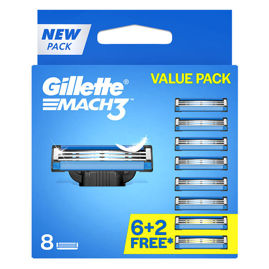 Gillette Mach3 Shaving Blades for men pack of 8 - 6+2 free, 8 Pack Buy at Indicrest