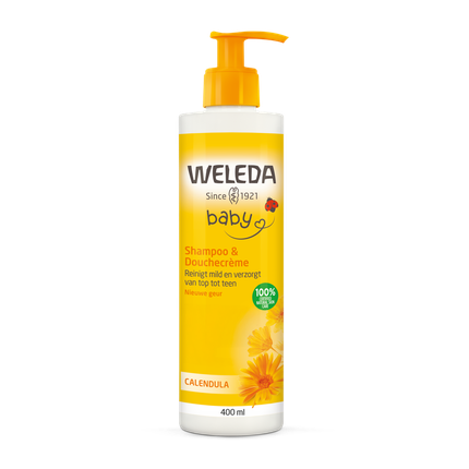 Weleda Calendula Shampoo & Shower Cream, 400ml - Gentle 2-in-1 Hair & Body Cleanser for Babies and Sensitive Skin