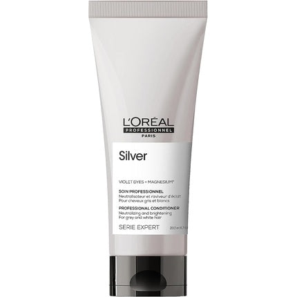L'Oréal Professionnel Serie Expert Silver Conditioner, 200ml Purple Conditioner for Grey, White & Blonde Hair