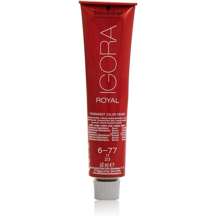 Schwarzkopf Igora Royal 6-77 Dark Blonde Copper Extra Permanent Hair Color Cream, 60ml – Professional Hair Colour for Intense Copper Blonde Results