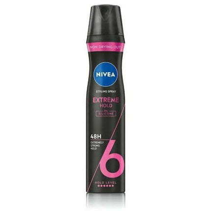 Beiersdorf Nivea Hair Spray Extreme Hold 6, 250ml Strong Hold Hair Styling Spray