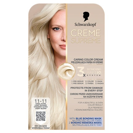 Schwarzkopf Creme Supreme Permanent Hair Color Shade 1111 Ultra Light Titanium Blonde