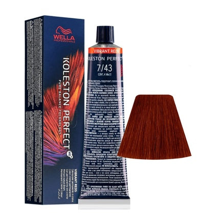 Wella Professionals Koleston Perfect ME+ 7/43 Medium Blonde Red Gold Permanent Hair Color, 60ml