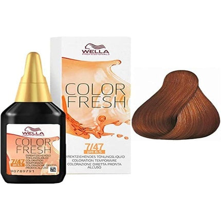 Wella Professionals Colour Fresh Semi-Permanent Hair Colour 7/47 Medium Copper Sand Blonde, 75ml