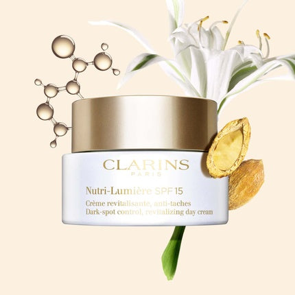 Clarins Nutri-Lumière Revitalizing Day Cream SPF 15 for Pigment Spots, 50ml | Nourishing Face Moisturizer with Sun Protection