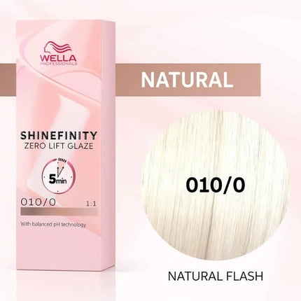 Wella Professionals Shinefinity Zero Lift Glaze 010/0 Natural Flash Demi-Permanent Hair Color, 60ml