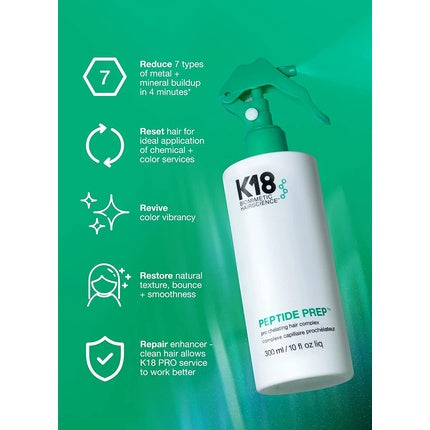 K18 Peptide Prep Pro Chelating Hair Complex, 300ml - Professional Hair Chelating Treatment for Chemical & Colour Services