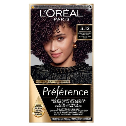 L'Oreal Paris Preference Hair Color 3.12 Intense Cool Dark Brown Permanent Hair Dye