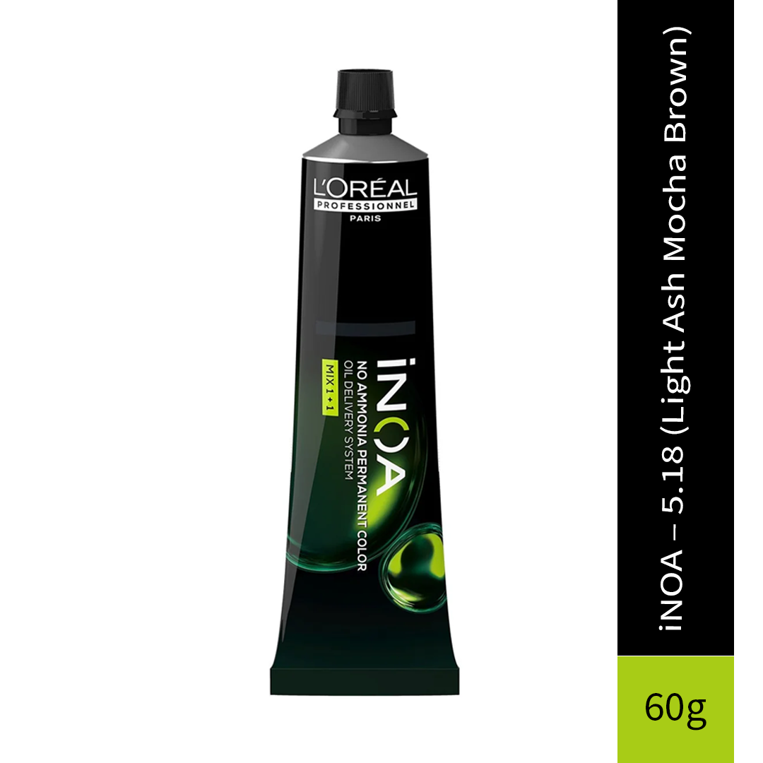 L'Oreal Professionnel Paris iNOA – 5.18 (Light Ash Mocha Brown) Ammonia-Free Hair Color, 60g