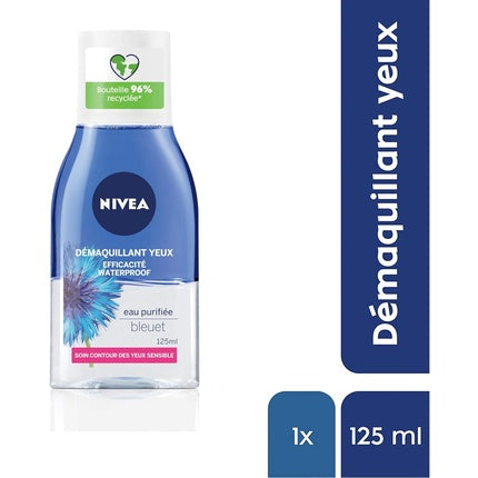 Nivea Double Effect Eye Make-Up Remover with Cornflower Extract, 125ml - Gentle Waterproof Eye Makeup Remover
