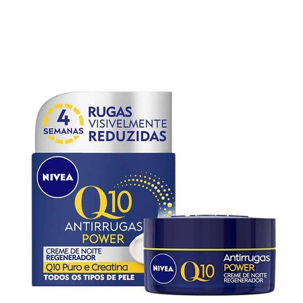 Nivea Q10 Power Anti-Wrinkle Night Cream, 50ml - Overnight Firming Face Moisturiser with Coenzyme Q10