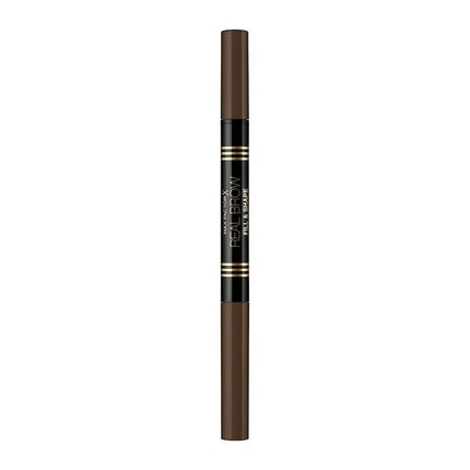 Max Factor Real Brow Fill & Shape Dual-Ended Eyebrow Pencil 03 Medium Brown, 0.7g Brow Pencil with Filling Powder & Grooming Brush