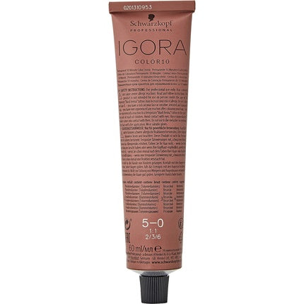 Schwarzkopf Professional Igora Color10 Permanent Hair Color 5-0 Light Natural Brown, 60ml