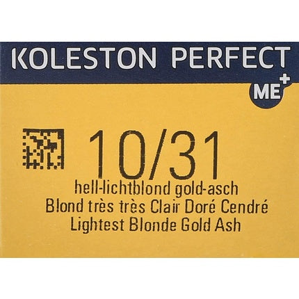 Wella Professionals Koleston Perfect Me+ Rich Naturals 10/31 Lightest Blonde Gold Ash Permanent Hair Color, 60ml