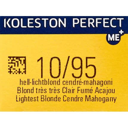 Wella Professionals Koleston Perfect Me+ Rich Naturals 10/95 Light Blonde Cendre Mahogany Permanent Hair Colour Cream, 60ml