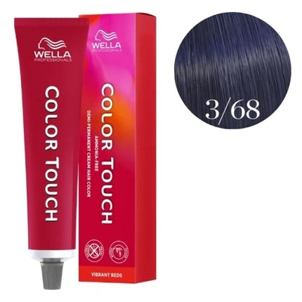 Wella Professionals Color Touch Vibrant Reds 3/68 Demi-Permanent Hair Color, 60ml | Dark Brown Red Violet Hair Color
