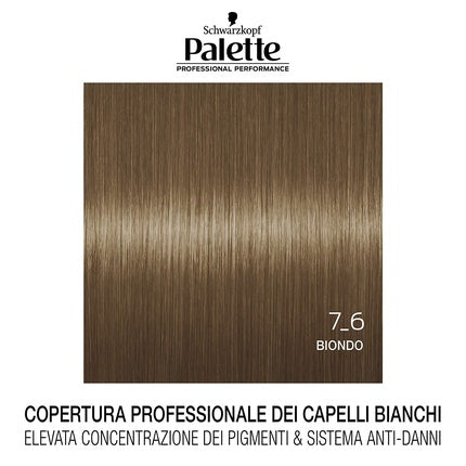 Palette Professional Performance Hair Color 7.6 Blonde Permanent Hair Dye, 115ml