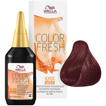 Wella Color Fresh 5/55 Light Brown Mahogany Intense Semi-Permanent Hair Colour, 75ml