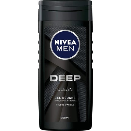 Nivea MEN Deep Shower Gel for Men, 250ml Body Face & Hair Wash