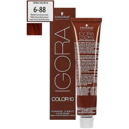 Schwarzkopf Professional IGORA Color10 6-88 Dark Blonde Extra Red Permanent Hair Color, 60ml