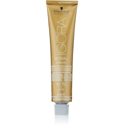 Schwarzkopf Professional Igora Royal Absolutes 4-50 Medium Brown Gold Natural Permanent Hair Color, 60ml