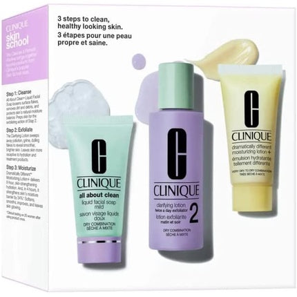 Clinique 3-Step Intro System - Daily Cleanse, Exfoliate & Hydrate Skincare Set