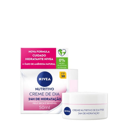 Nivea Nourishing Day Cream 24h Hydration for Dry & Sensitive Skin, 50ml Moisturizing Face Cream